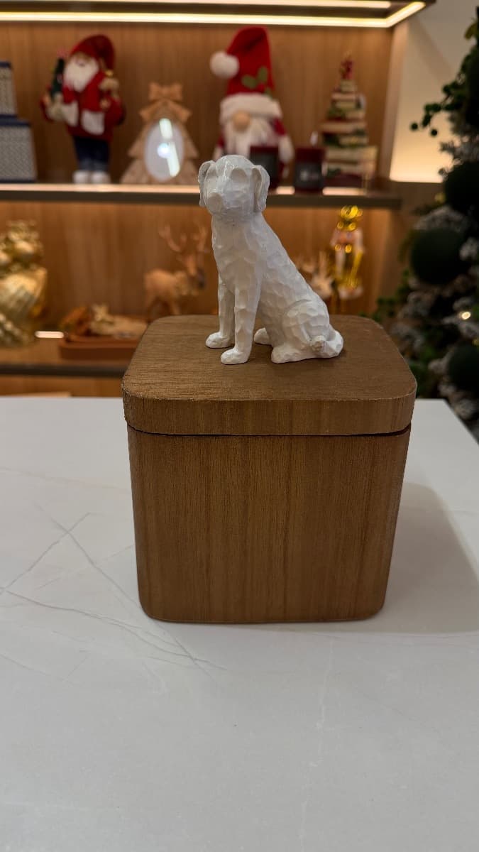 Caixa Decorativa com Cachorro Branco – 23 cm — imagem 2
