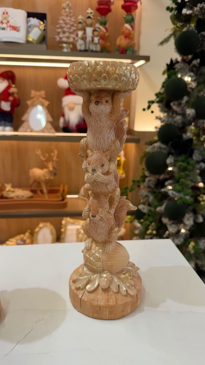 Castiçal Decorativo com Esquilos Dourados – 30,5 cm — imagem 3