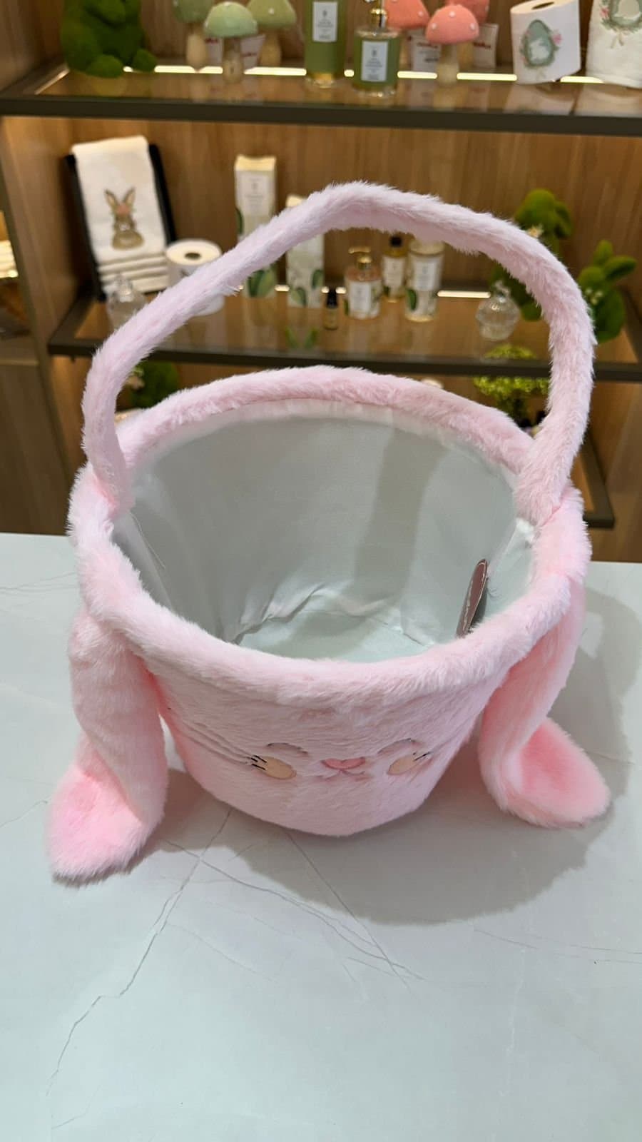 Cesta de Páscoa em Fleece Coelhinho Rosa – 34cm — imagem 2
