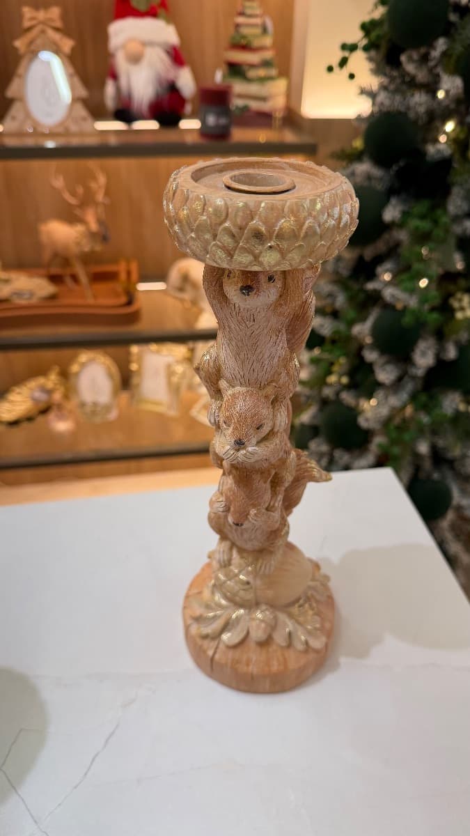 Castiçal Decorativo com Esquilos Dourados – 30,5 cm — imagem 2