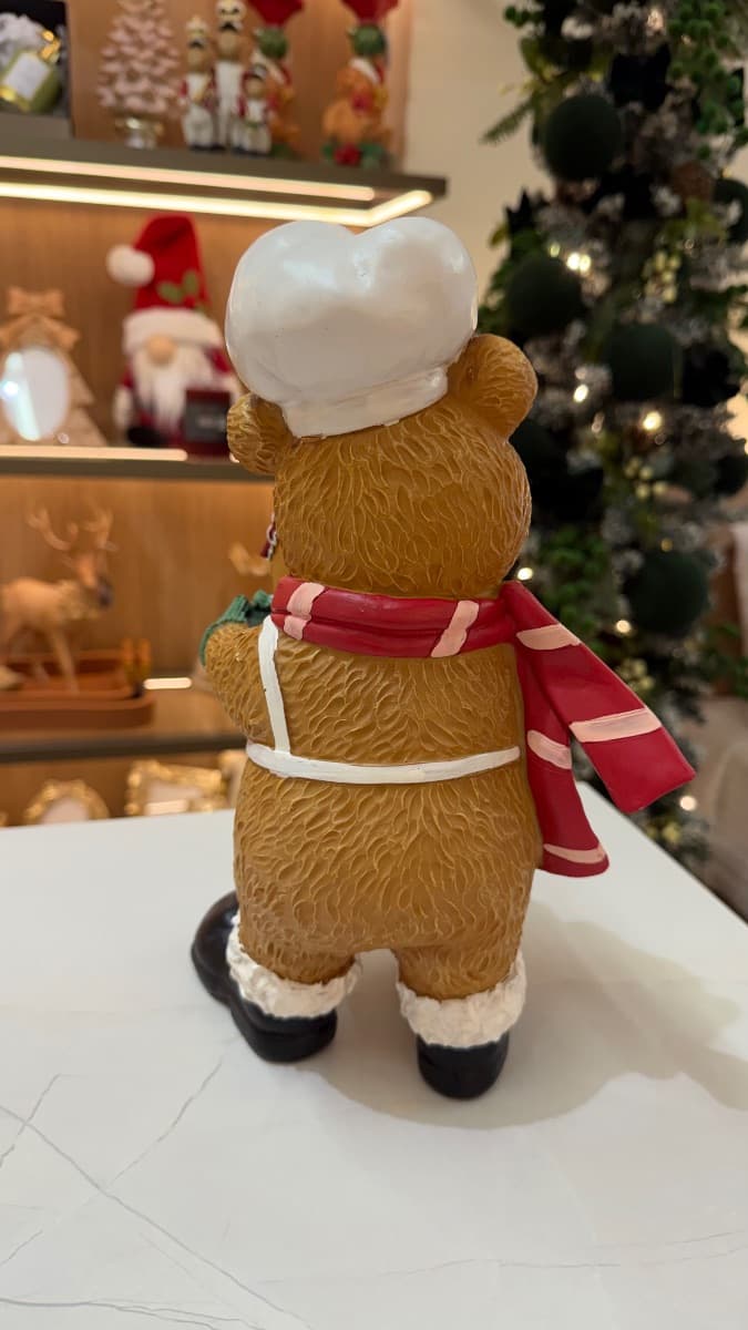Urso Decorativo Natalino Chef com Casinha Gingerbread — imagem 2