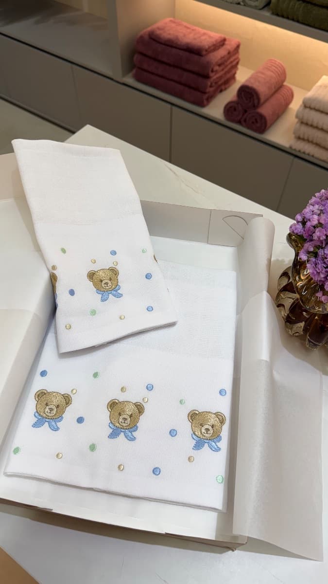 Kit Fralda de Ombro + Fralda de Boca - Urso Laço 