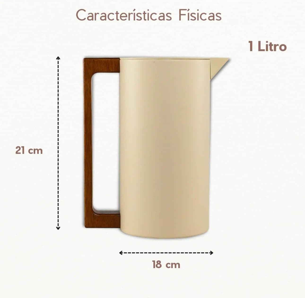 Garrafa Térmica 1 Litro Inox Cabo Madeira - Bege — imagem 6