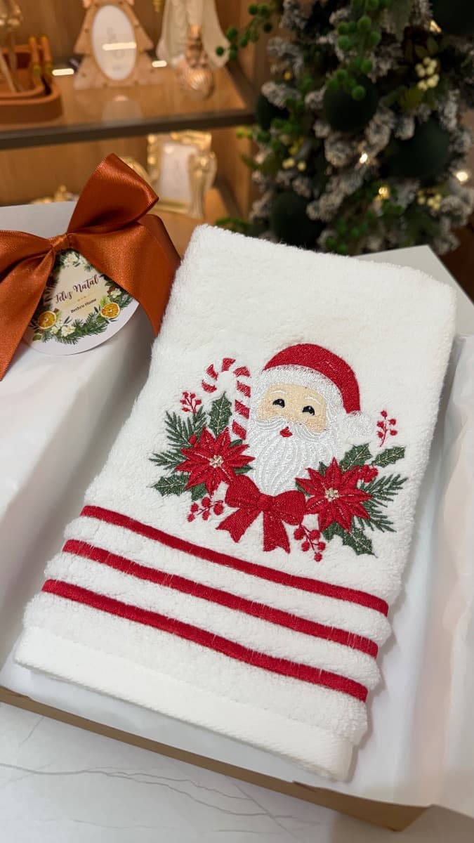 Toalha de Lavabo Ponto Cheio Papai Noel