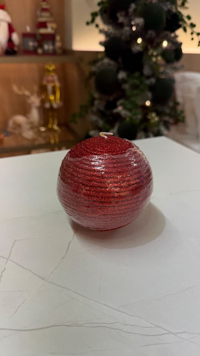 Vela Redonda Decorativa Natalina com Glitter – 9 cm — imagem 2