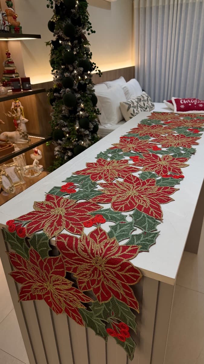 Caminho de Mesa Natalino - Poinsétias — imagem 2