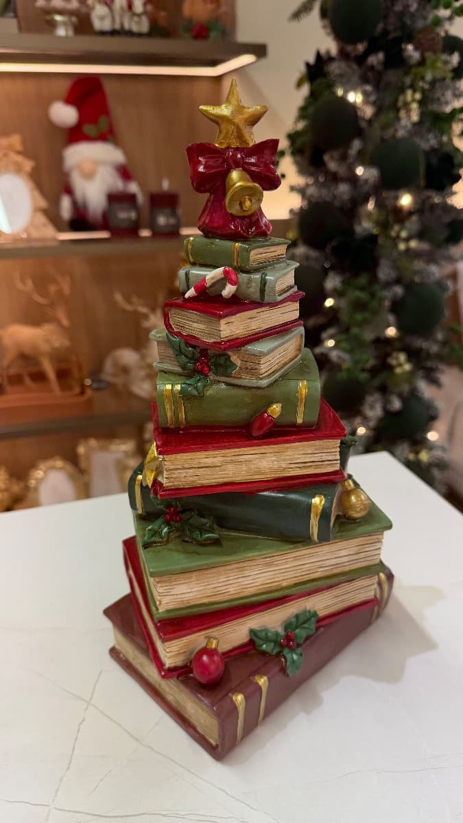 Árvore de Natal Decorativa de Livros – 32,5 cm