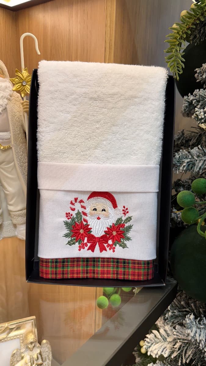 Toalha de Lavabo Linho Papai Noel