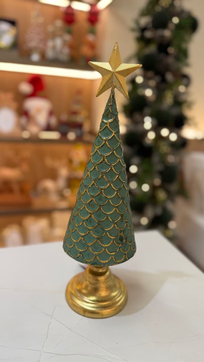 Árvore de Natal Decorativa Verde com Dourado – 40 cm — imagem 3