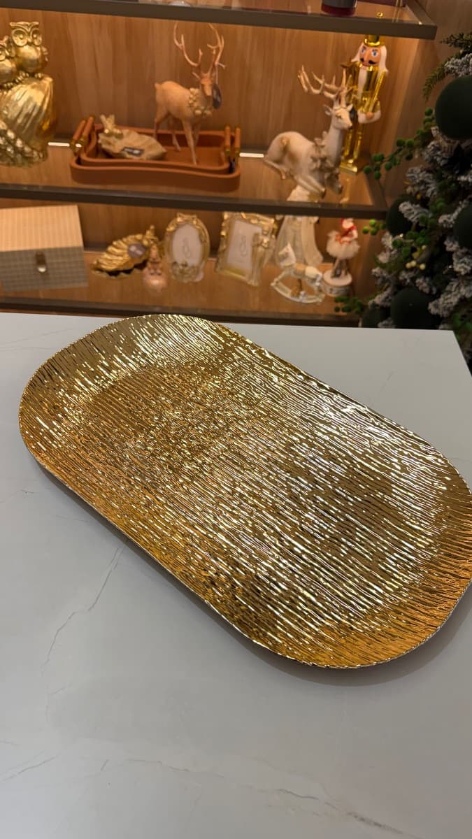 Bandeja Decorativa Dourada – 43x 25cm