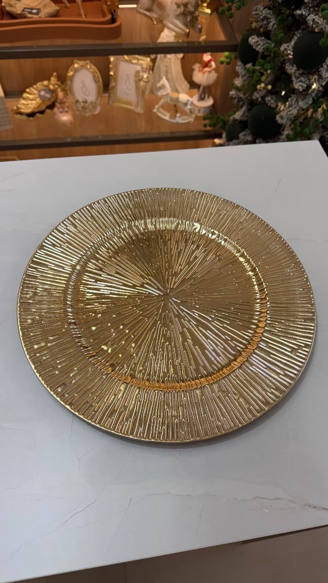 Sousplat Dourado com Textura Radial - 33 cm — imagem 2