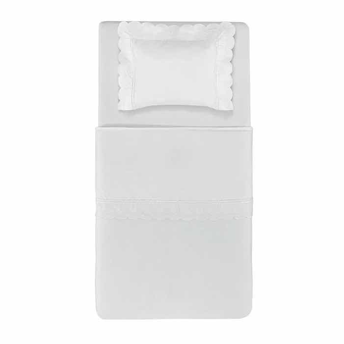 Jogo de berço Trussardi 100% Algodão Egípcio Renda Branco — imagem 2