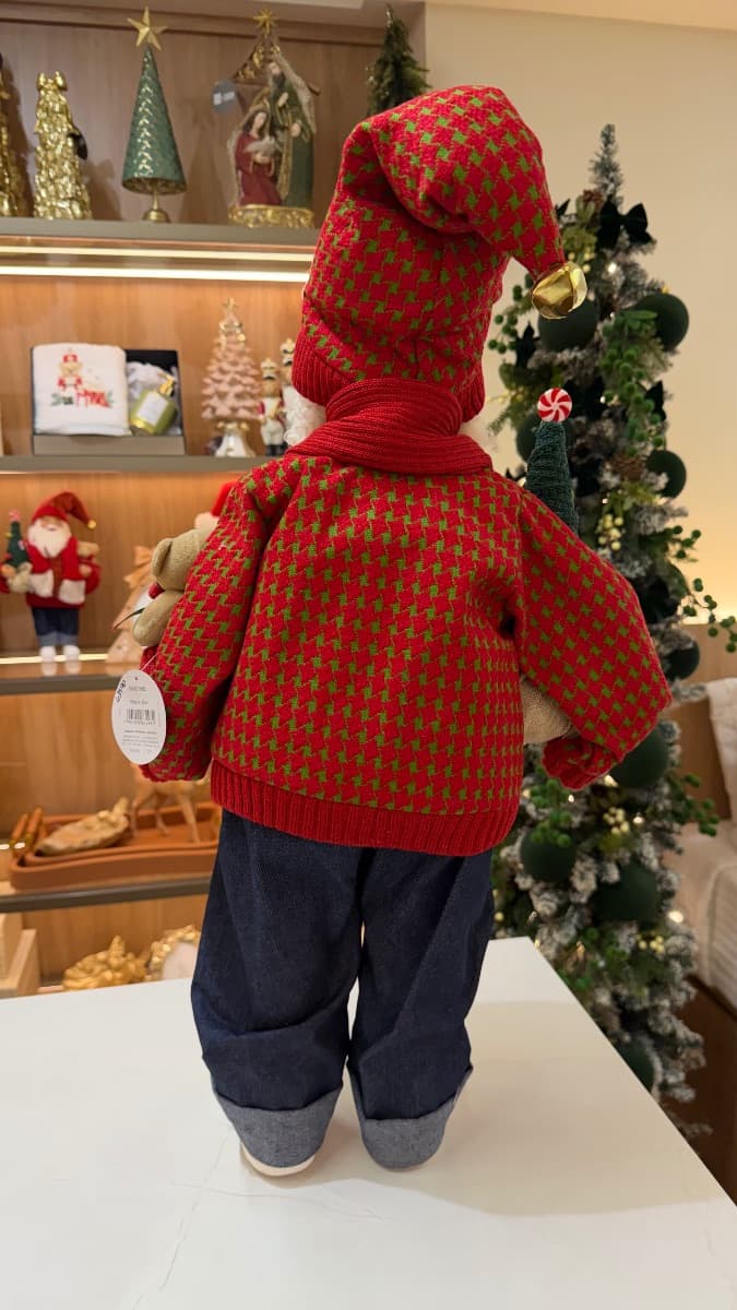 Papai Noel Decorativo com Árvore de Doces e Ursinho – 63 cm — imagem 2