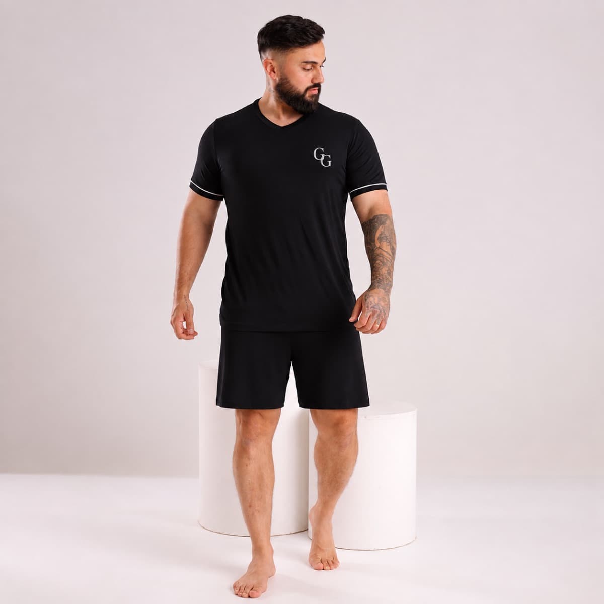 Pijama Masculino Curto - Preto