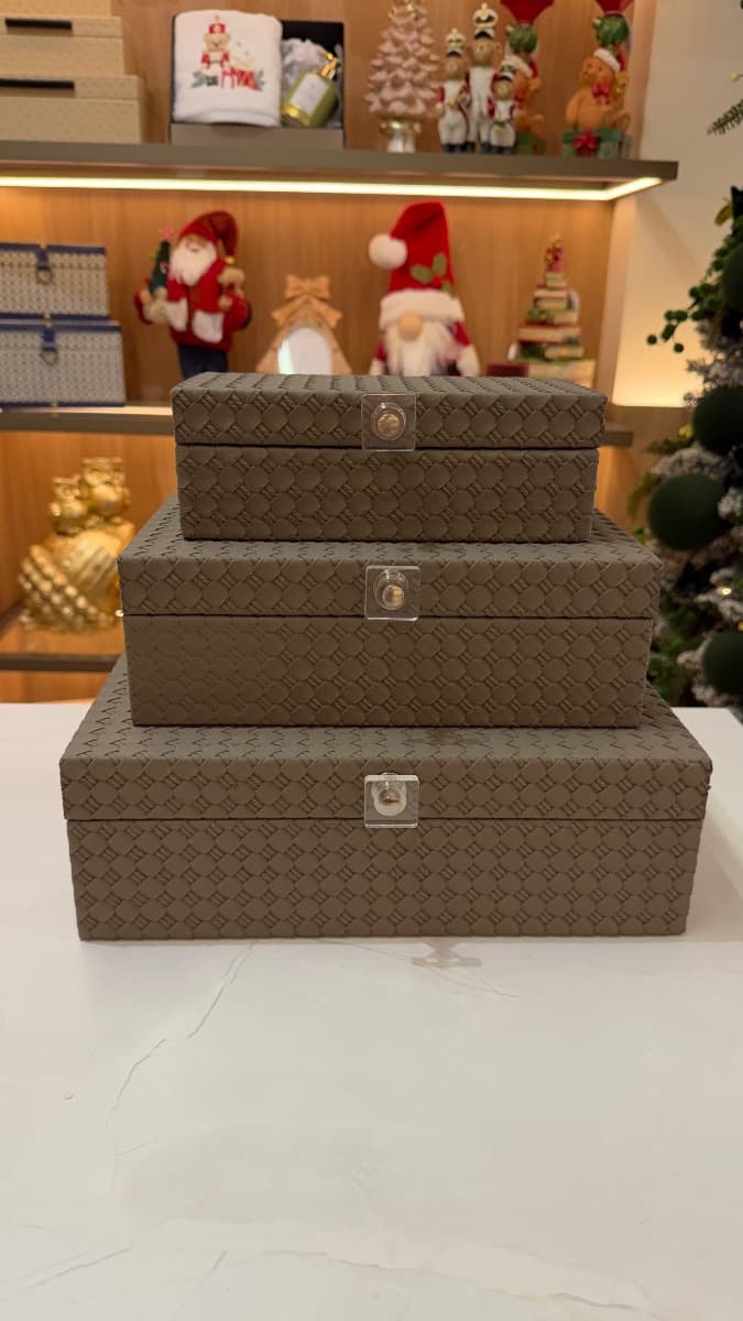 Kit de Caixas Decorativas Retangulares em MDF – Cinza