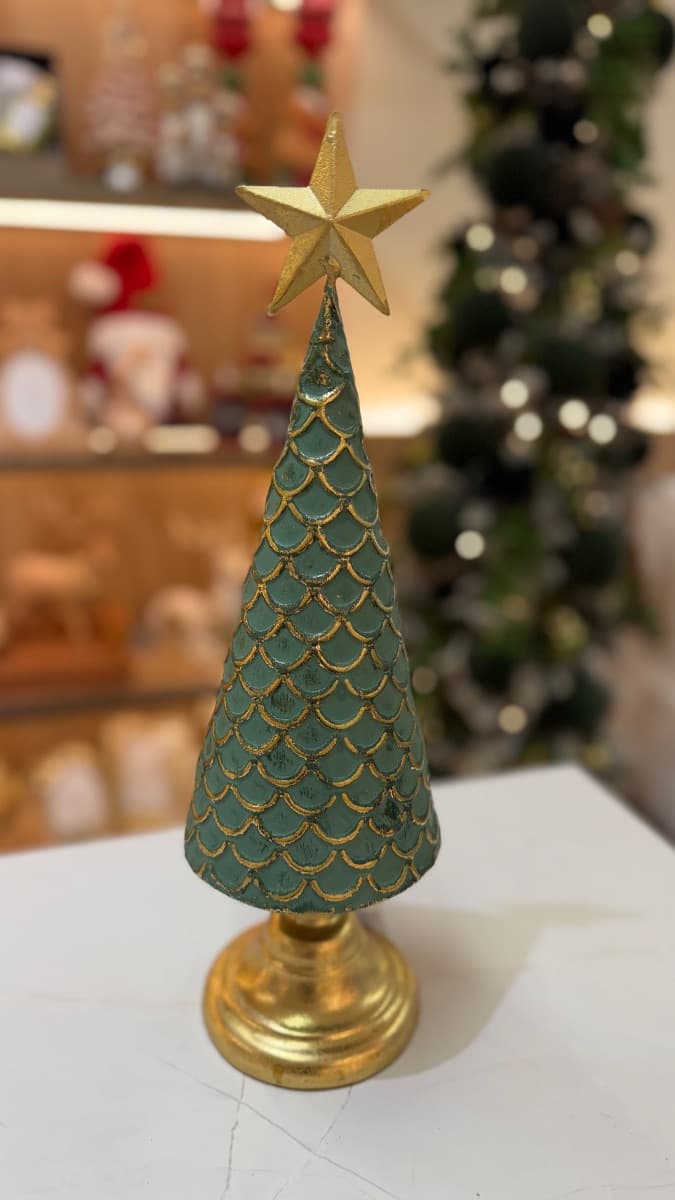 Árvore de Natal Decorativa Verde com Dourado – 40 cm — imagem 2