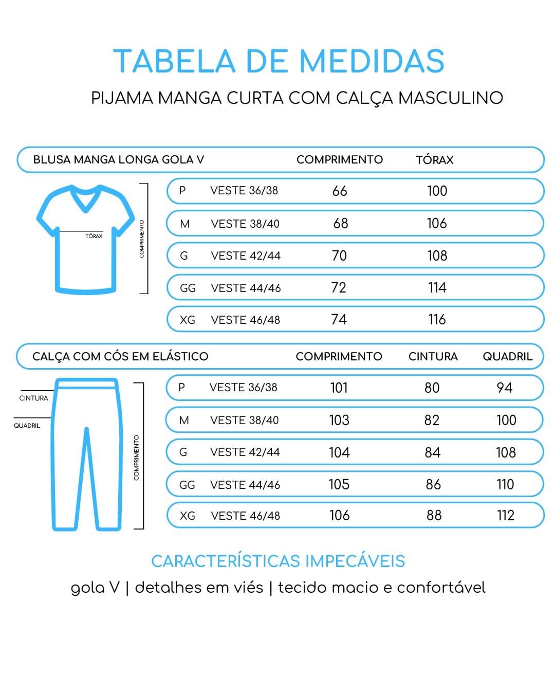 Pijama Masculino Longo - Azul Marinho — imagem 2