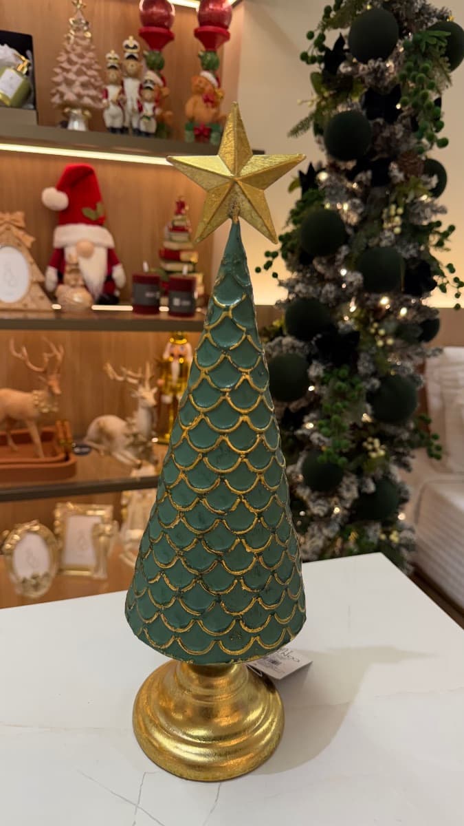 Árvore de Natal Decorativa Verde com Dourado – 40 cm