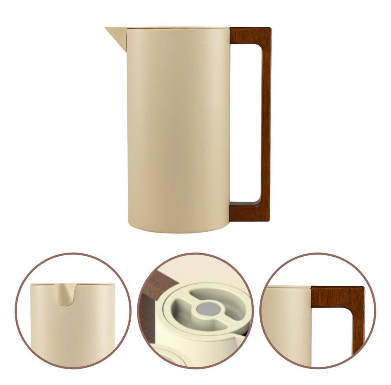 Garrafa Térmica 600ml Inox Cabo Madeira - Bege — imagem 2
