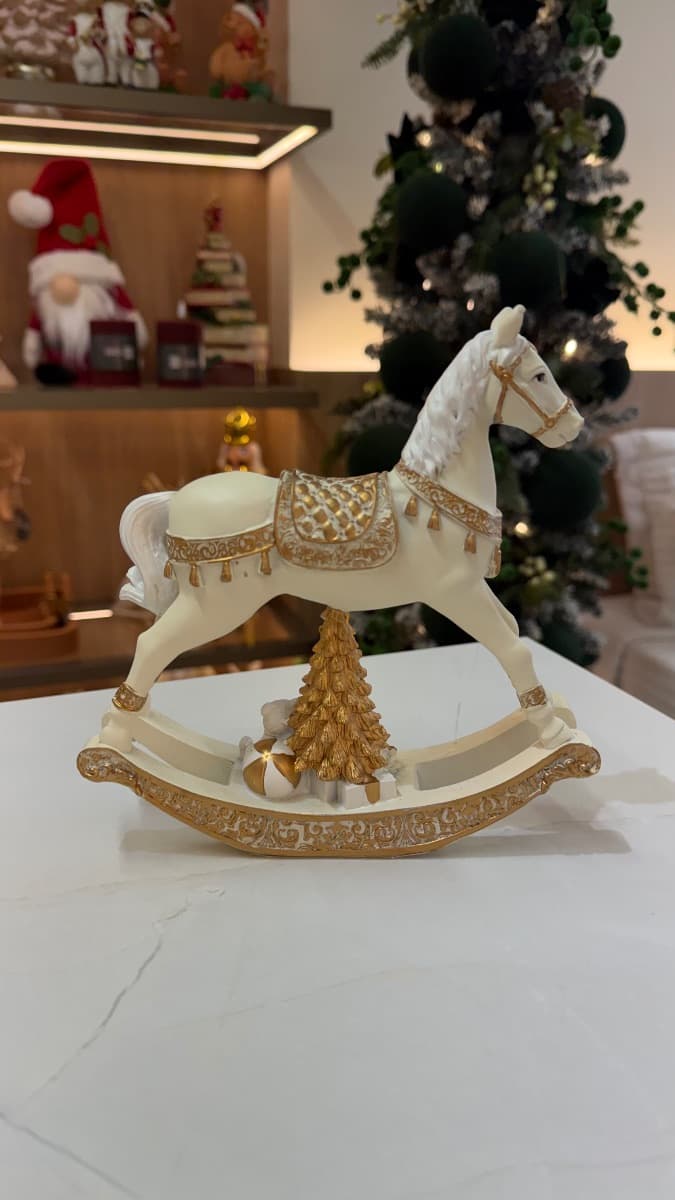 Cavalo de Balanço de Natal Branco – 18 cm — imagem 2