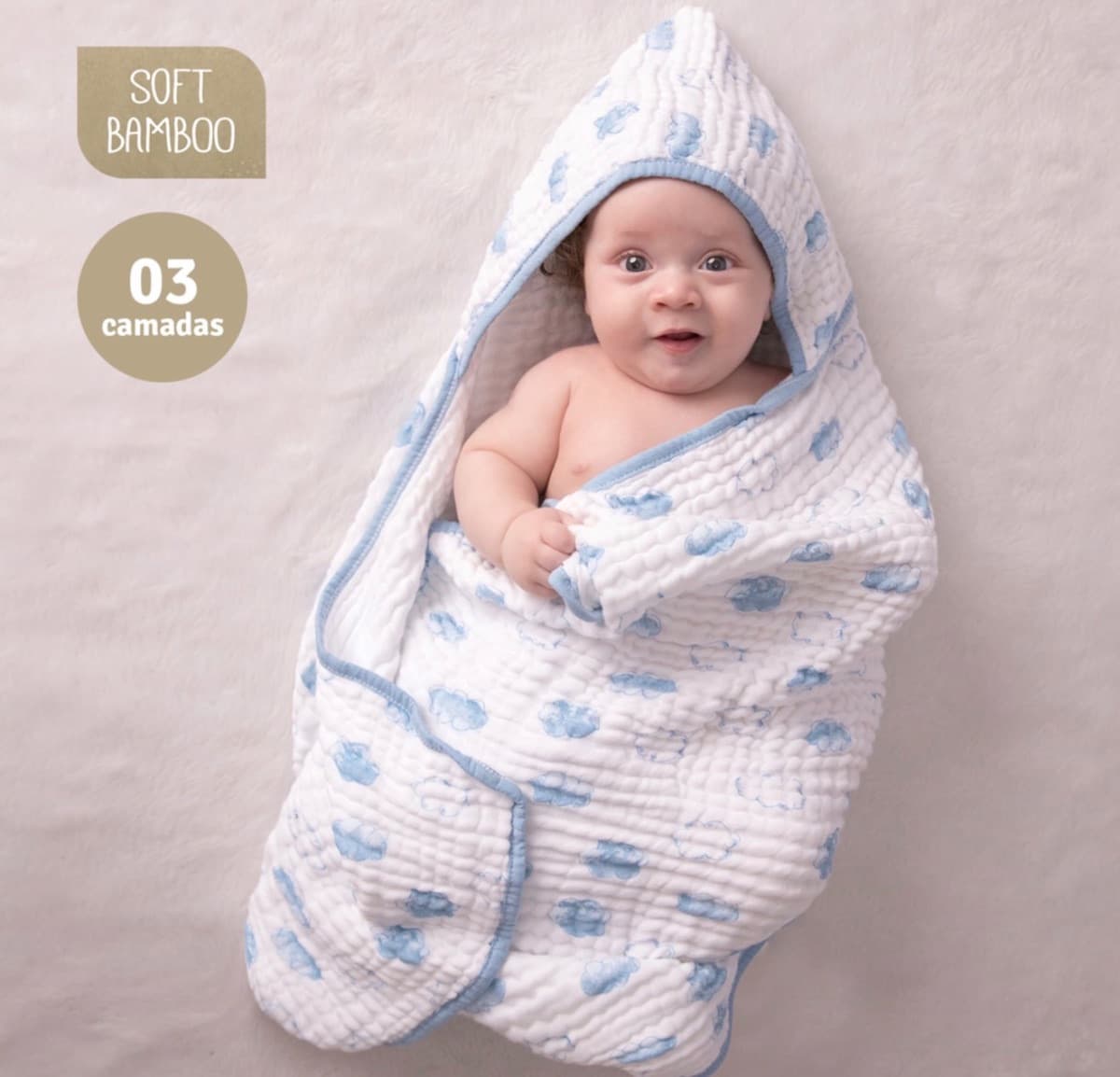 Toalha de Banho Soft Bamboo Mami com Capuz Estampada — imagem 5