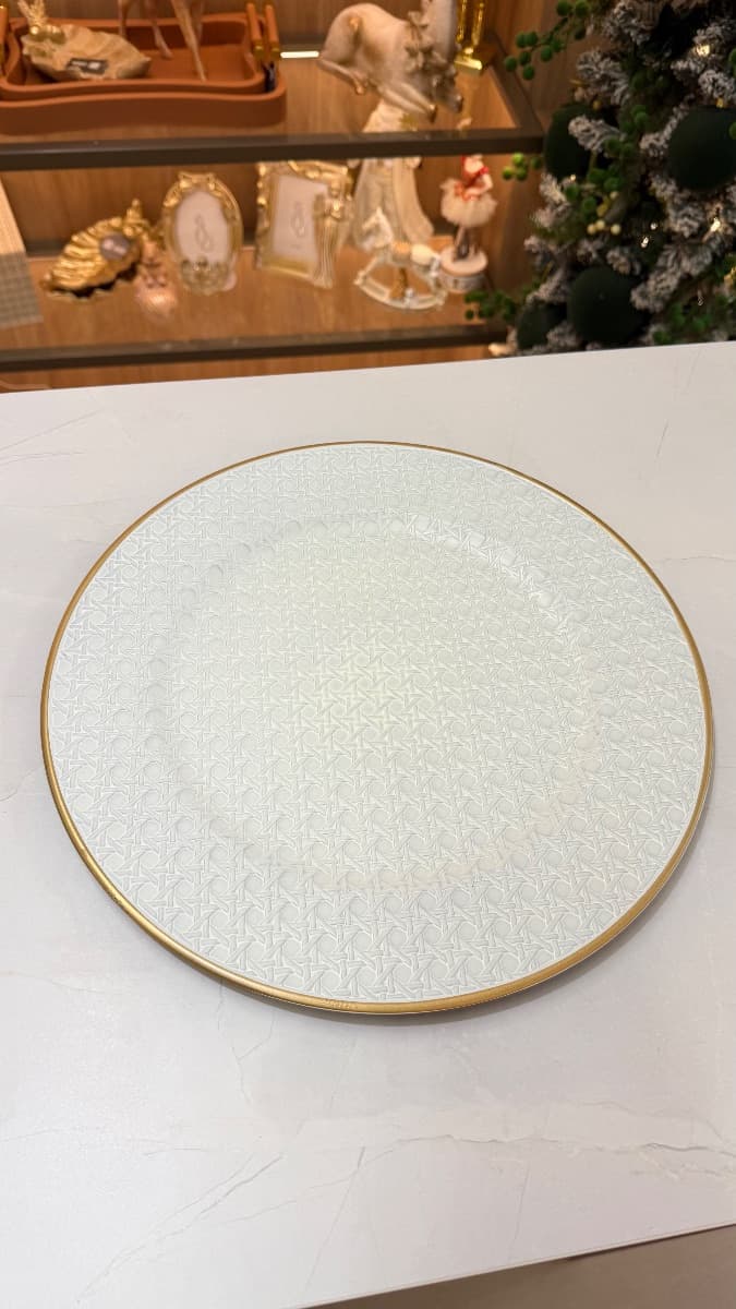 Sousplat Branco com Borda Dourada - 33 cm — imagem 2