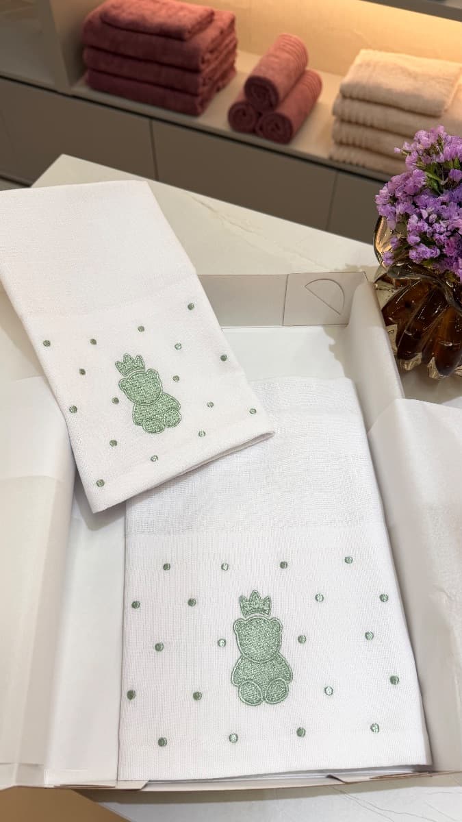 Kit Fralda de Ombro + Fralda de Boca - Urso Menta 
