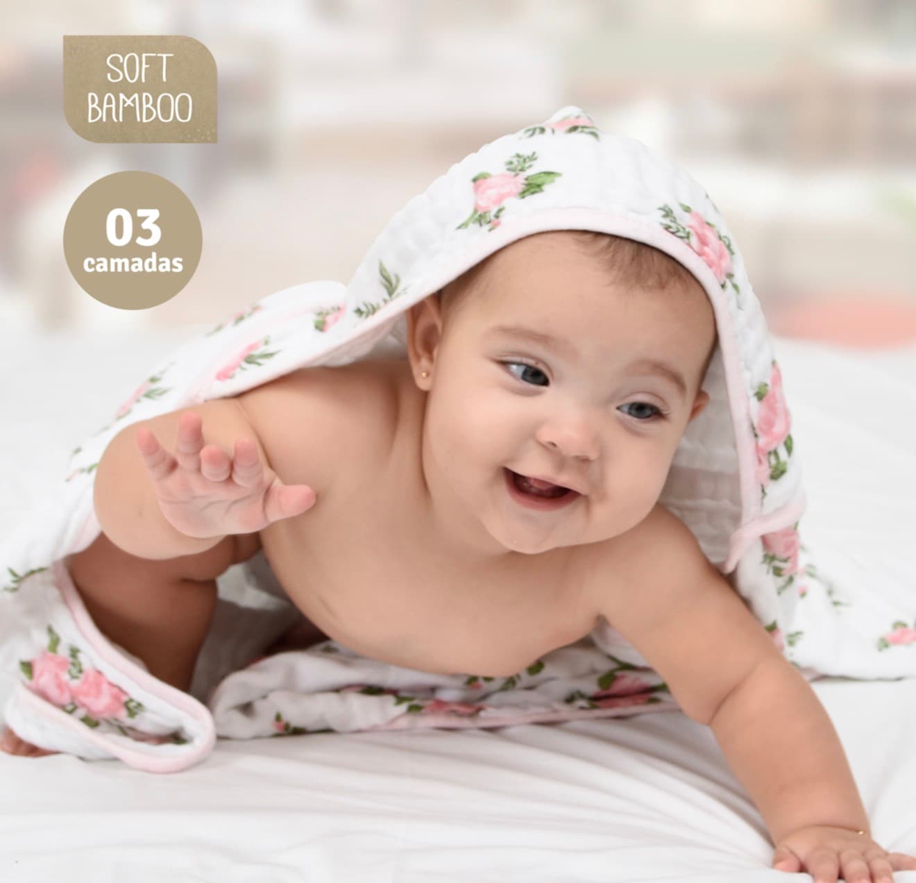 Toalha de Banho Soft Bamboo Mami com Capuz Estampada — imagem 6