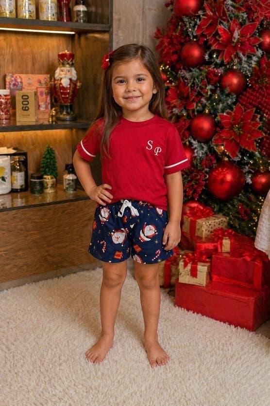 Pijama Infantil Feminino Curto - Noel Vermelho