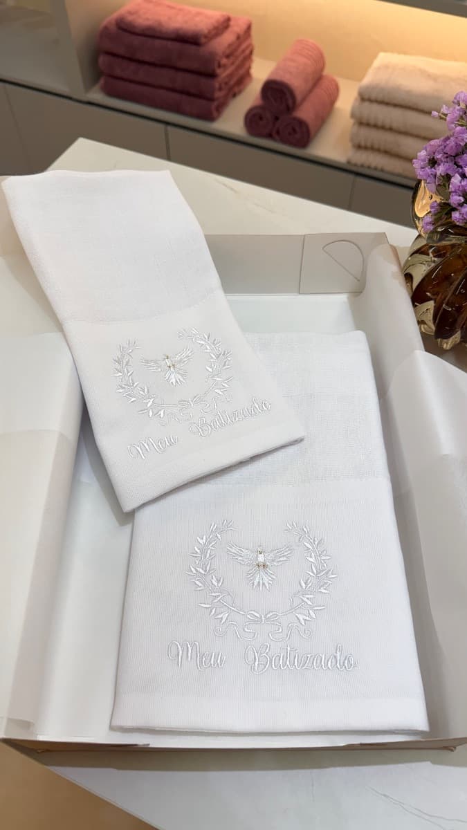 Kit Fralda de Ombro + Fralda de Boca - Meu Batizado 