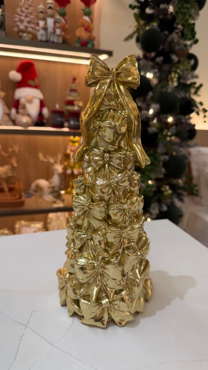 Árvore de Natal com Laços Ouro – 28,5 cm