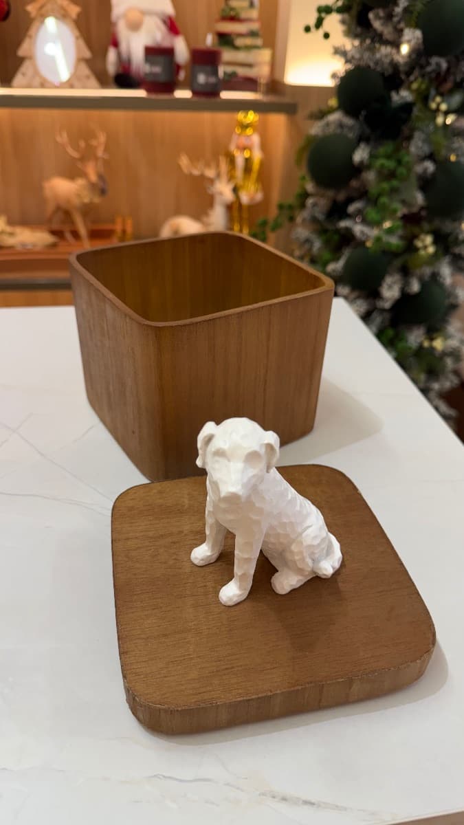 Caixa Decorativa com Cachorro Branco – 23 cm — imagem 3