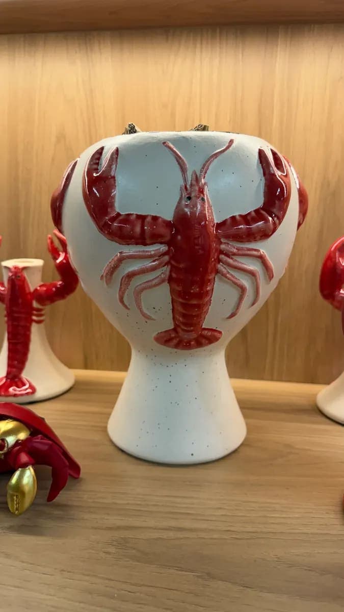 Vaso Cerâmica Lagosta 