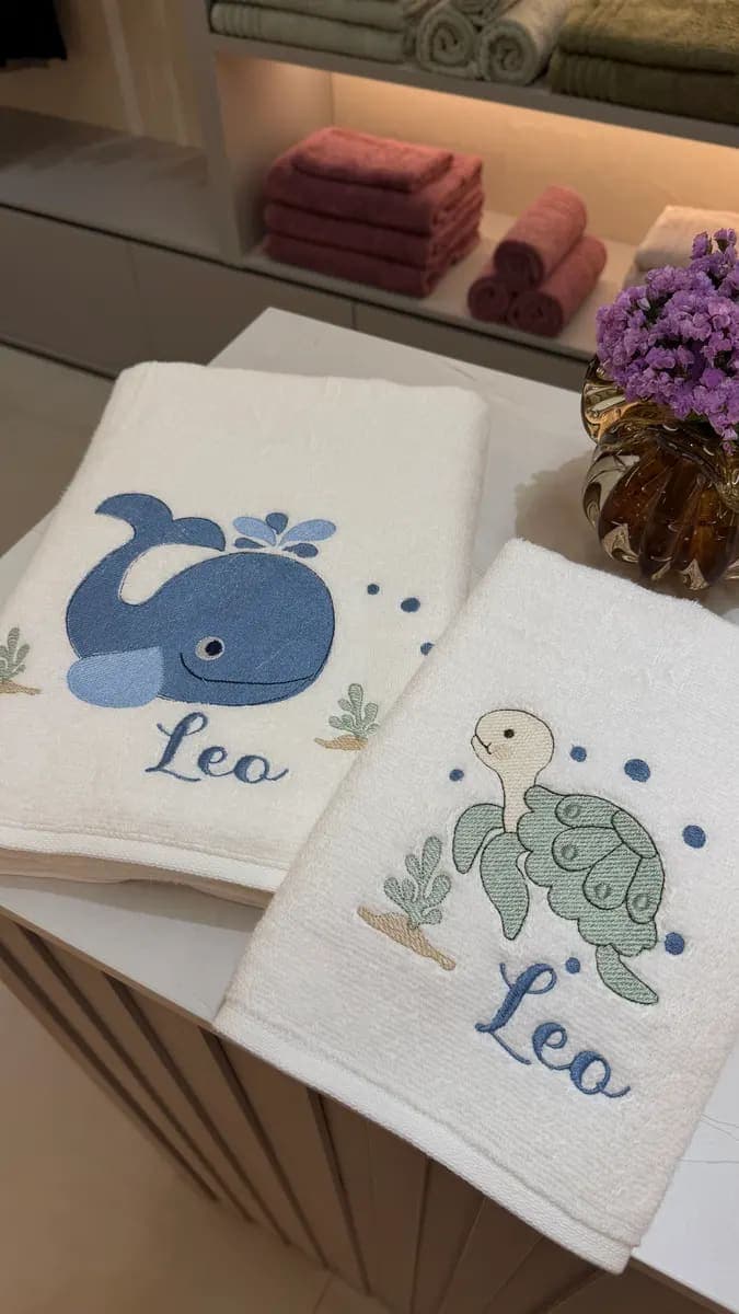 Kit Toalhas Infantil Trussardi Personalizado - Branca 