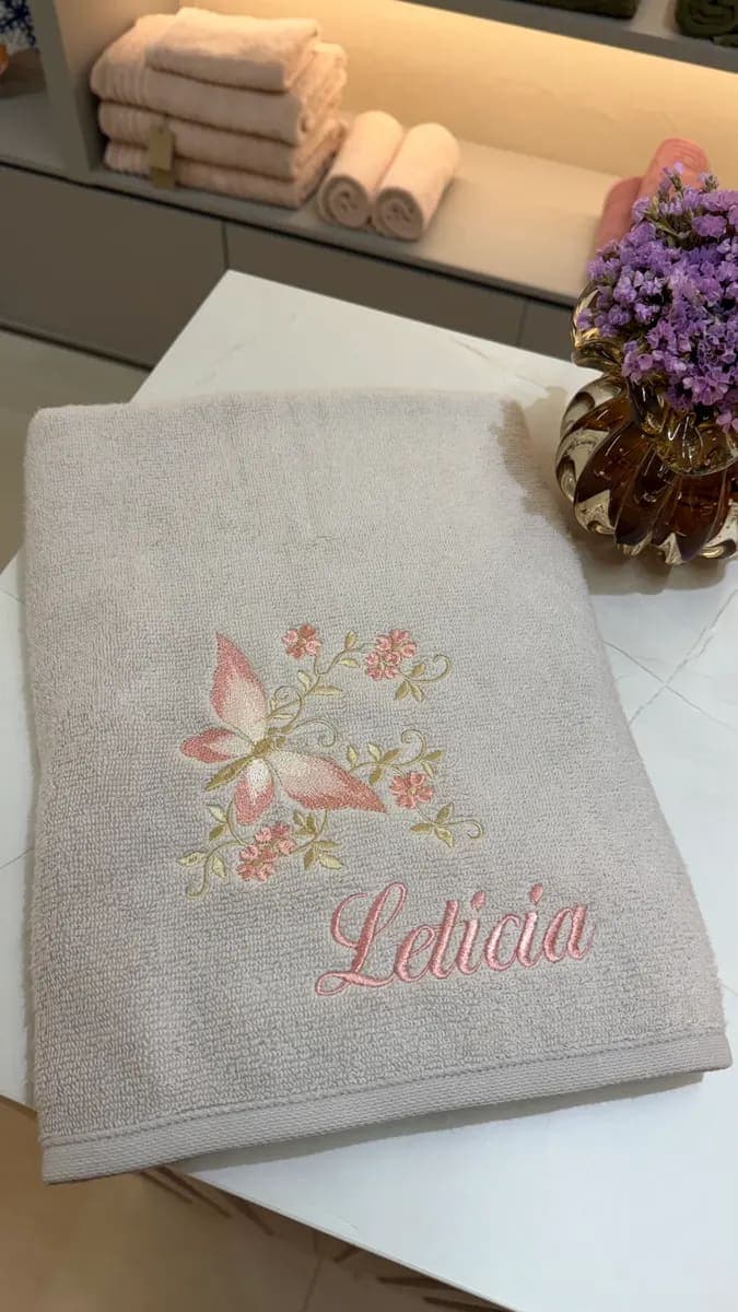 Toalha de Banho Infantil Trussardi Personalizada - Cinza 