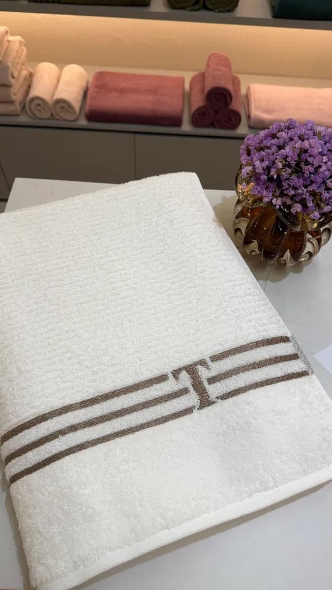 Toalha Praia/ Piscina Trussardi Isola – Branco/Legno