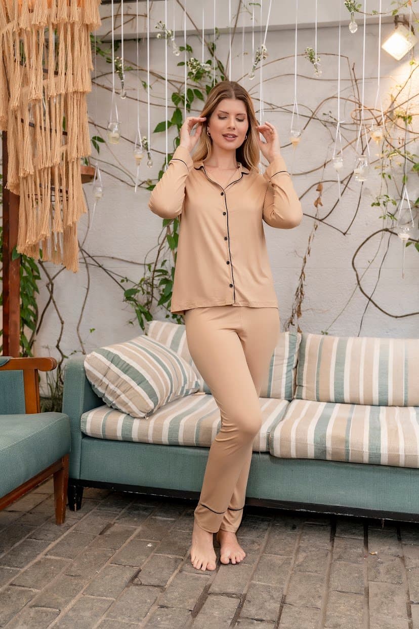 Pijama Americano Longo - Caramelo