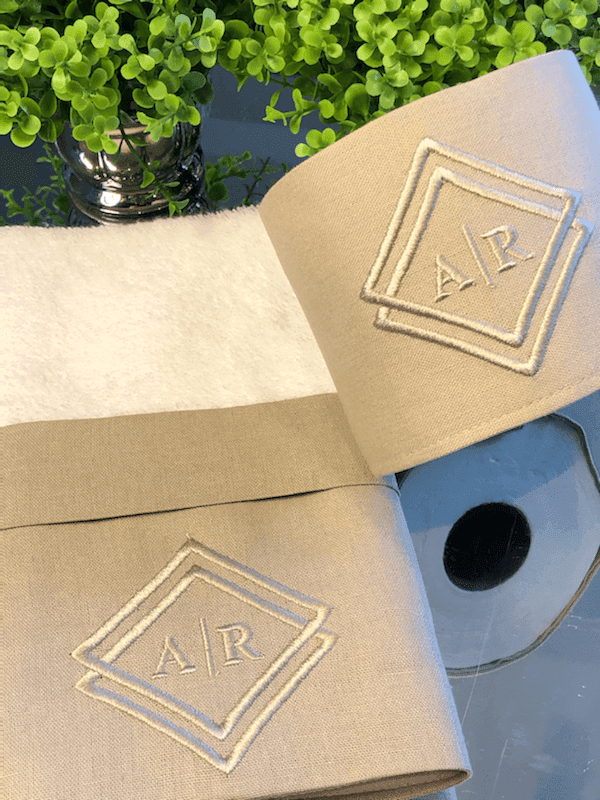 Toalha Lavabo e Porta Papel Higiênico - Monograma