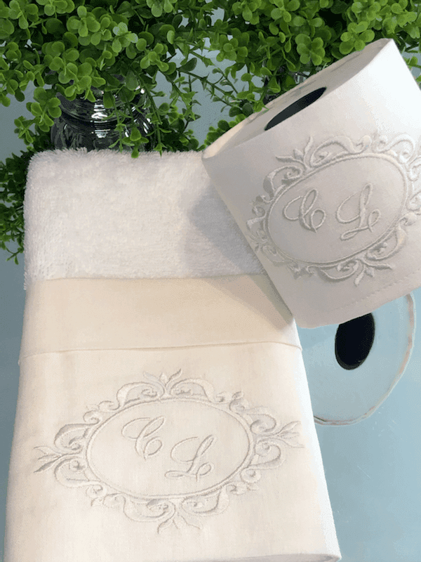 Toalha Lavabo e Porta Papel Higiênico - Moldura
