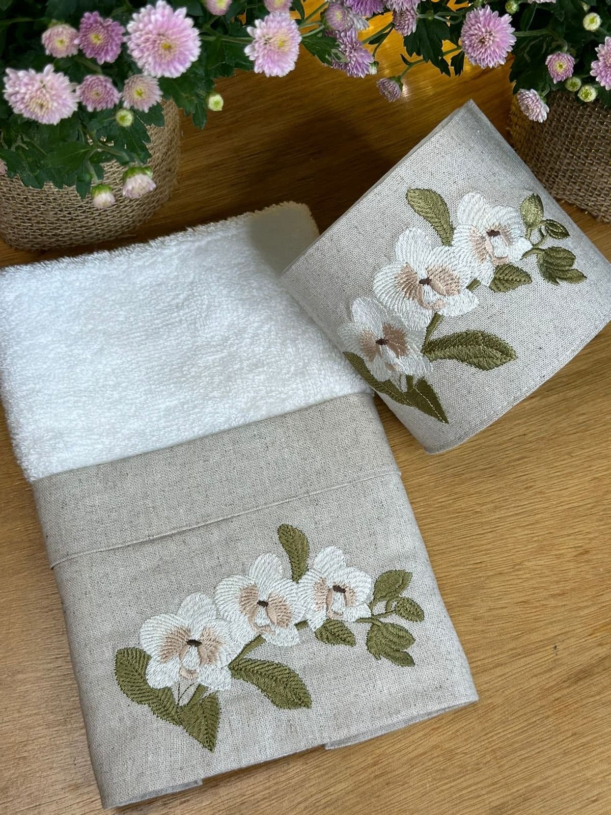 Toalha Lavabo e Porta Papel Higiênico - Orquídea